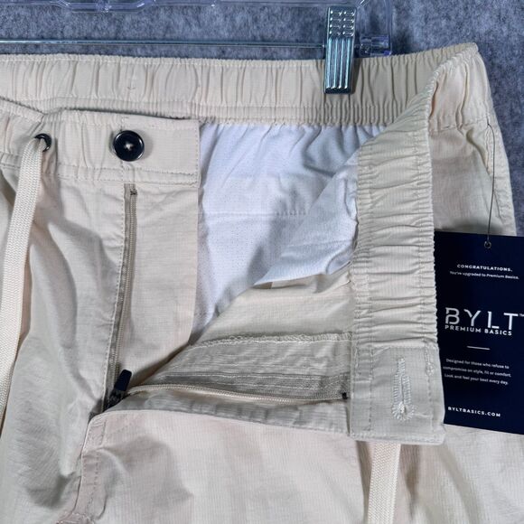 NWT Bylt Pants Mens XL 34x35 Ivory Ripstop Elastic Waist Drawstring Tapered - Picture 5 of 14